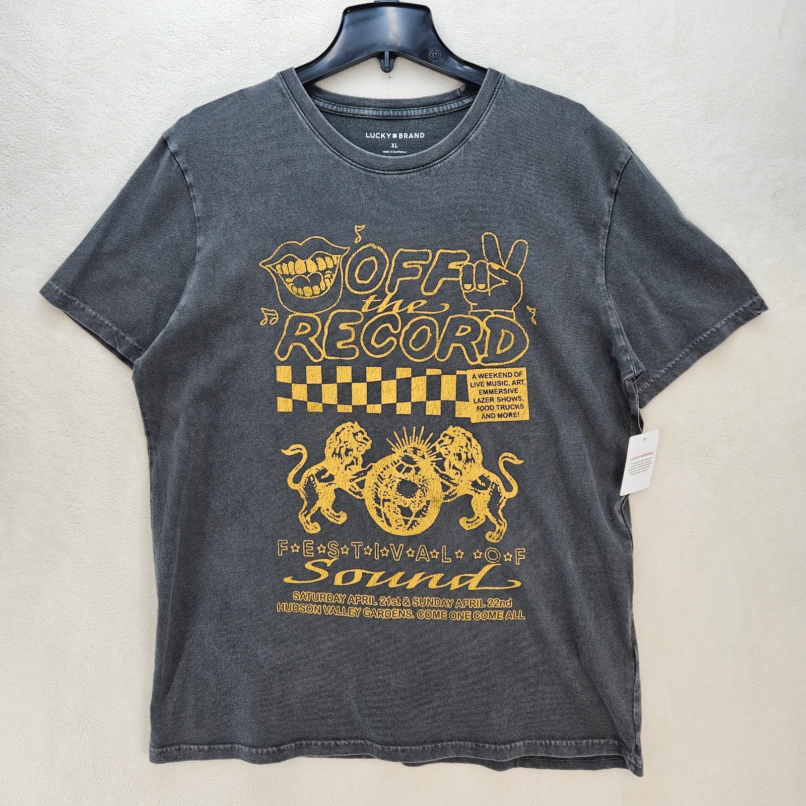 Lucky Brand Mens Xlarge Off The Record Festival Of Sound Discolored Tshirt Nwt